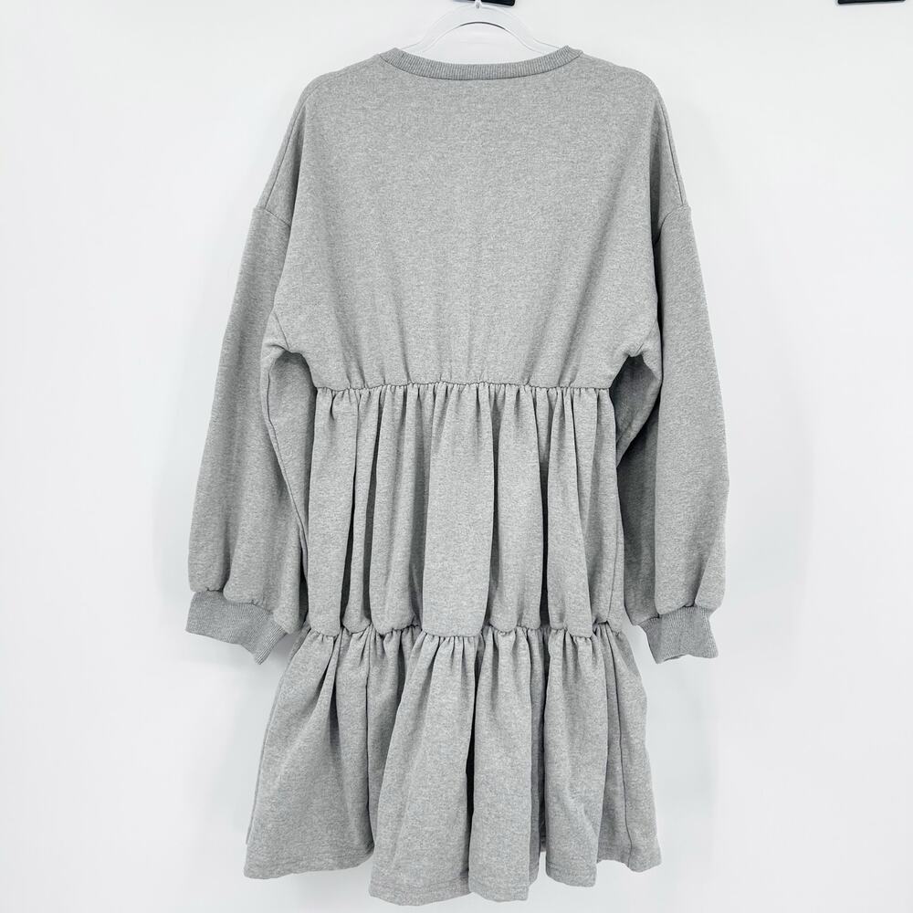 New Boohoo Plus Tiered Dress Grey Long Sleeve Sweatshirt Tiered Skirt Womens 16 - Picture 8 of 11